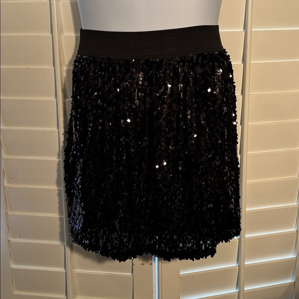 Black Sequin Mini Skirt